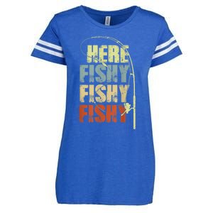 Funny Fishing Herefishy Graphic Enza Ladies Jersey Football T-Shirt