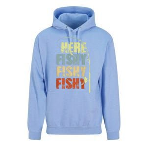 Funny Fishing Herefishy Graphic Unisex Surf Hoodie