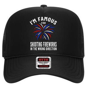 Funny Fireworks Humor Fourth Of July Firework Display High Crown Mesh Back Trucker Hat