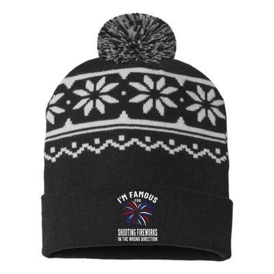 Funny Fireworks Humor Fourth Of July Firework Display USA-Made Snowflake Beanie