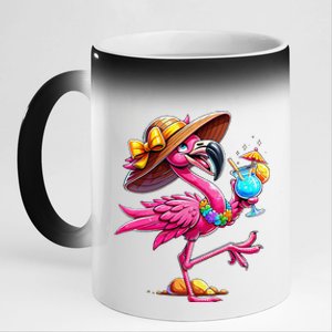 Funny Flamingo Hawaiian Summer Tropical Luau 11oz Black Color Changing Mug