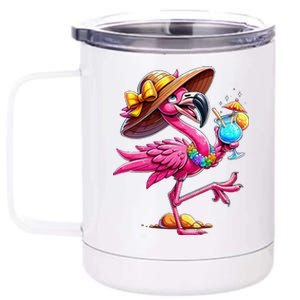 Funny Flamingo Hawaiian Summer Tropical Luau 12 oz Stainless Steel Tumbler Cup