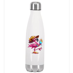 Funny Flamingo Hawaiian Summer Tropical Luau Stainless Steel Insulated Water Bottle