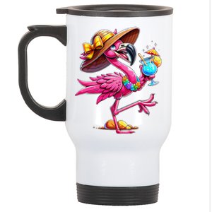 Funny Flamingo Hawaiian Summer Tropical Luau Stainless Steel Travel Mug