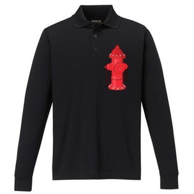 Firefighter Fire Hydrant Firetruck Dog Water Hose Fireman Gift Performance Long Sleeve Polo