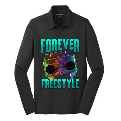 Forever Freestyle Hip Hop Old School Boombox Silk Touch Performance Long Sleeve Polo