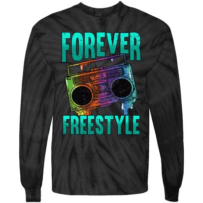 Forever Freestyle Hip Hop Old School Boombox Tie-Dye Long Sleeve Shirt