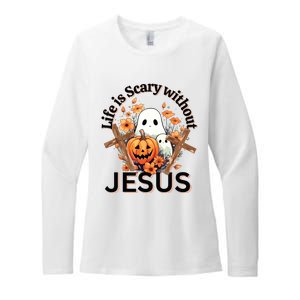 Funny Fall Halloween Christian Life Is Scary Without Jesus Womens CVC Long Sleeve Shirt