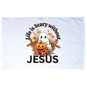 Funny Fall Halloween Christian Life Is Scary Without Jesus Microfiber Hand Towel