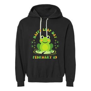 Funny Frog Hoppy Leap Day February 29 Birthday Garment-Dyed Fleece Hoodie