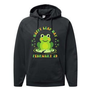 Funny Frog Hoppy Leap Day February 29 Birthday Performance Fleece Hoodie