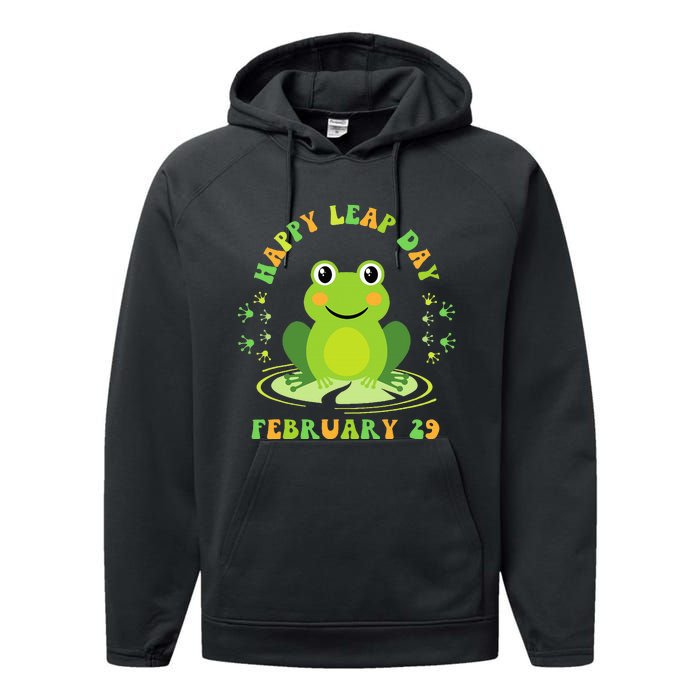 Funny Frog Hoppy Leap Day February 29 Birthday Performance Fleece Hoodie