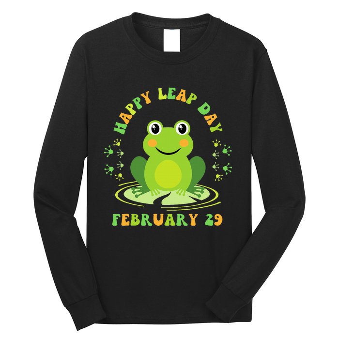 Funny Frog Hoppy Leap Day February 29 Birthday Long Sleeve Shirt