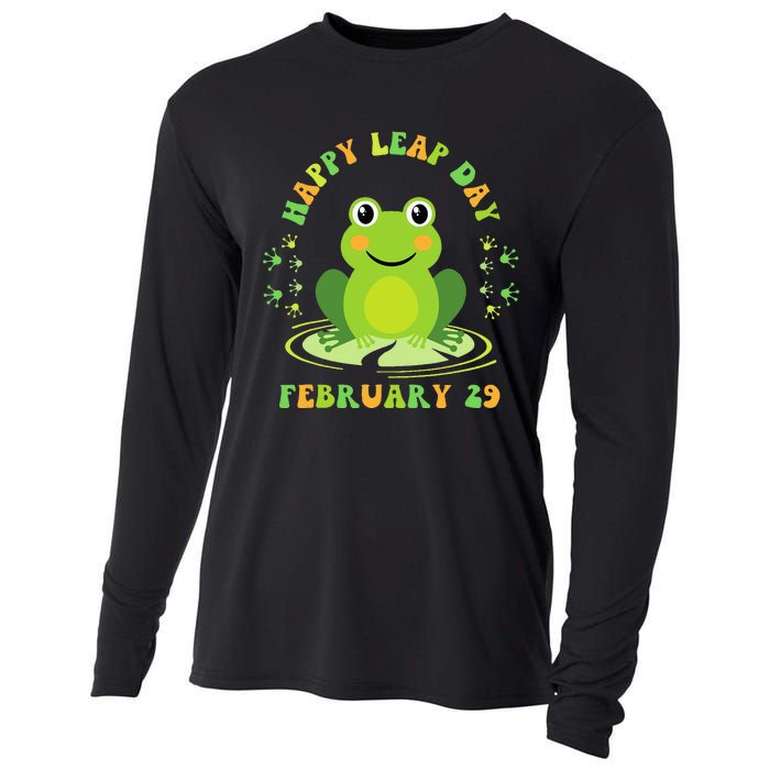 Funny Frog Hoppy Leap Day February 29 Birthday Cooling Performance Long Sleeve Crew