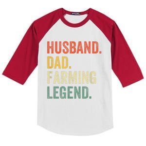 Funny Farmer Husband Dad Farming Legend Kids Colorblock Raglan Jersey