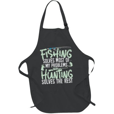 Funny Fishing & Hunting Fishing Solves My Problems Full-Length Apron With Pockets