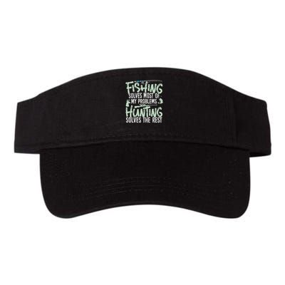 Funny Fishing & Hunting Fishing Solves My Problems Valucap Bio-Washed Visor