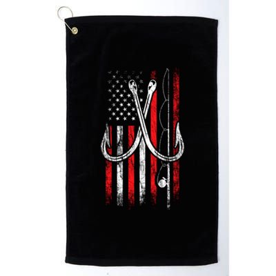 Fisher Fishing Hooks Proud American Flag Fishing Great Gift Platinum Collection Golf Towel