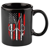 Fisherman Fishing Hooks Proud American Flag Fishing 11oz C Handle Ceramic Mug