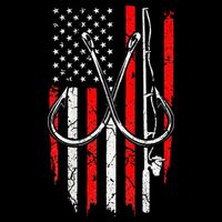 Fisherman Fishing Hooks Proud American Flag Fishing Drawstring Bag