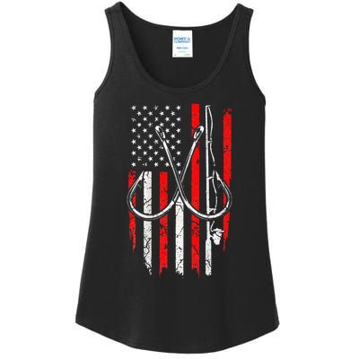 Fisherman Fishing Hooks Proud American Flag Fishing Ladies Essential Tank