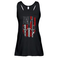 Fisherman Fishing Hooks Proud American Flag Fishing Ladies Essential Flowy Tank