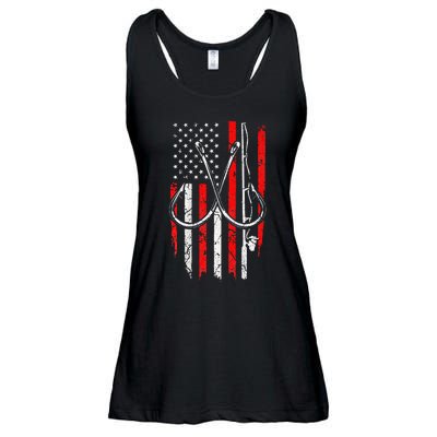 Fisherman Fishing Hooks Proud American Flag Fishing Ladies Essential Flowy Tank