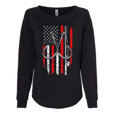 Fisherman Fishing Hooks Proud American Flag Fishing Womens California Wash Sweatshirt