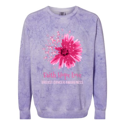 Flower Faith Hope Love Funny Breast Cancer Awareness Colorblast Crewneck Sweatshirt