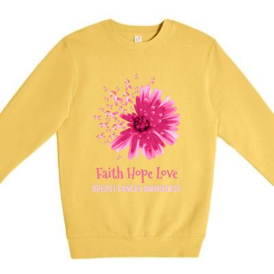 Flower Faith Hope Love Funny Breast Cancer Awareness Premium Crewneck Sweatshirt