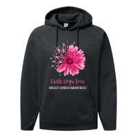 Flower Faith Hope Love Funny Breast Cancer Awareness Performance Fleece Hoodie