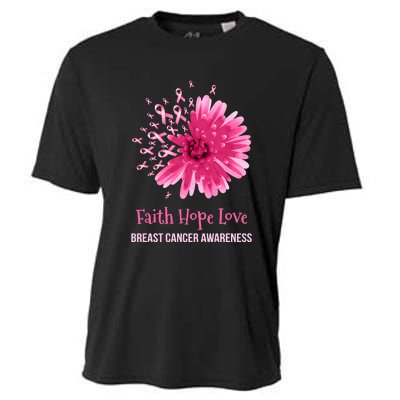 Flower Faith Hope Love Funny Breast Cancer Awareness Cooling Performance Crew T-Shirt