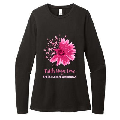 Flower Faith Hope Love Funny Breast Cancer Awareness Womens CVC Long Sleeve Shirt