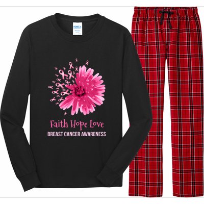 Flower Faith Hope Love Funny Breast Cancer Awareness Long Sleeve Pajama Set