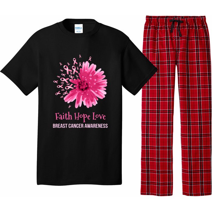 Flower Faith Hope Love Funny Breast Cancer Awareness Pajama Set