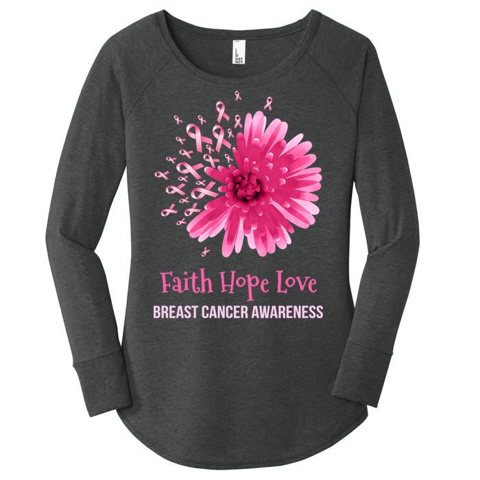 Flower Faith Hope Love Funny Breast Cancer Awareness Women's Perfect Tri Tunic Long Sleeve Shirt