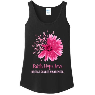 Flower Faith Hope Love Funny Breast Cancer Awareness Ladies Essential Tank