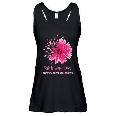 Flower Faith Hope Love Funny Breast Cancer Awareness Ladies Essential Flowy Tank