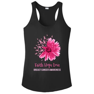 Flower Faith Hope Love Funny Breast Cancer Awareness Ladies PosiCharge Competitor Racerback Tank