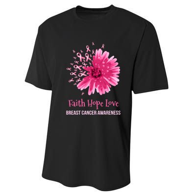 Flower Faith Hope Love Funny Breast Cancer Awareness Performance Sprint T-Shirt