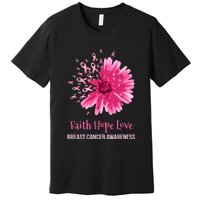 Flower Faith Hope Love Funny Breast Cancer Awareness Premium T-Shirt