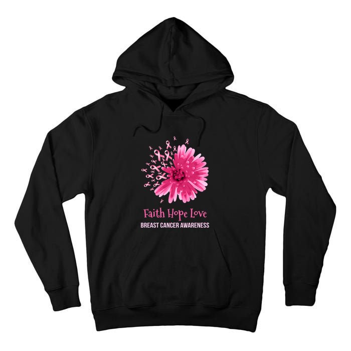 Flower Faith Hope Love Funny Breast Cancer Awareness Tall Hoodie