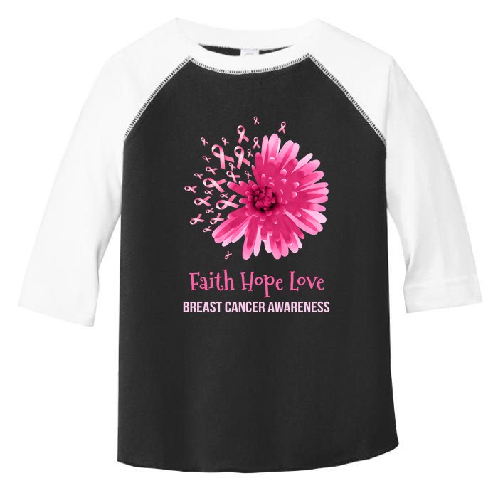 Flower Faith Hope Love Funny Breast Cancer Awareness Toddler Fine Jersey T-Shirt