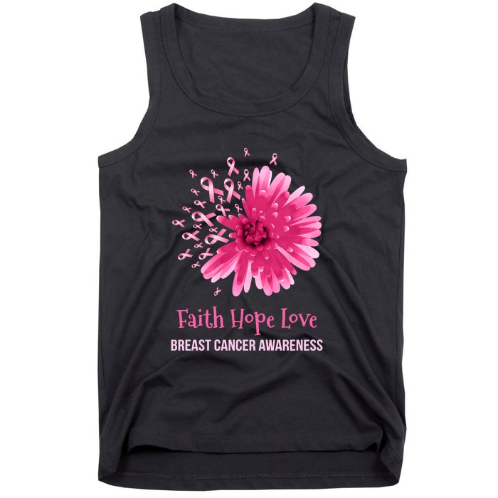 Flower Faith Hope Love Funny Breast Cancer Awareness Tank Top