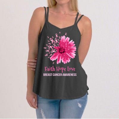 Flower Faith Hope Love Funny Breast Cancer Awareness Women's Strappy Tank