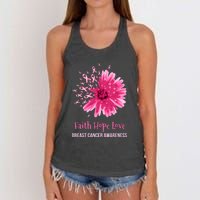 Flower Faith Hope Love Funny Breast Cancer Awareness Women's Knotted Racerback Tank