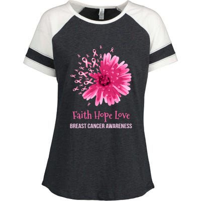 Flower Faith Hope Love Funny Breast Cancer Awareness Enza Ladies Jersey Colorblock Tee