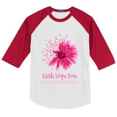 Flower Faith Hope Love Funny Breast Cancer Awareness Kids Colorblock Raglan Jersey