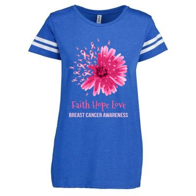 Flower Faith Hope Love Funny Breast Cancer Awareness Enza Ladies Jersey Football T-Shirt