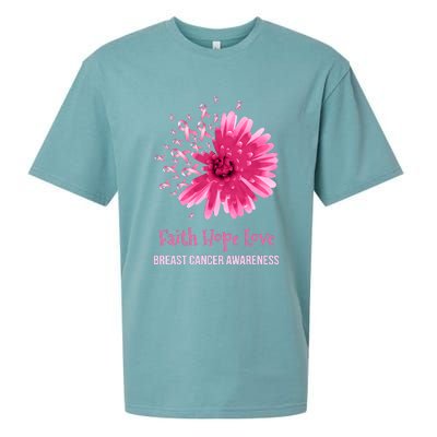 Flower Faith Hope Love Funny Breast Cancer Awareness Sueded Cloud Jersey T-Shirt